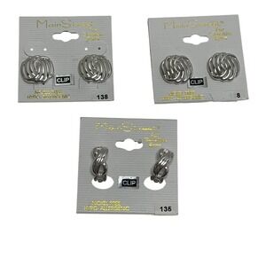 Lot Main Street Silver Tone Clip On Earrings Nickel‎ Free Hypoallergenic 3 Pairs